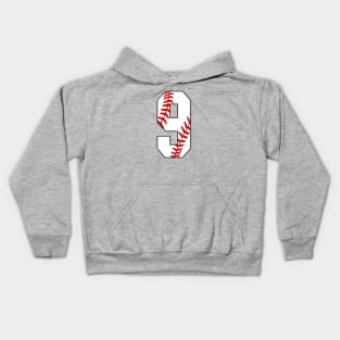 Baseball Number 9 #9 Baseball Shirt Jersey Favorite Player Biggest Fan Kids Hoodie